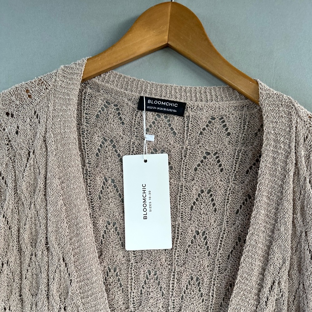 BloomChic Blush Cable-Knit Tie-Front Cardigan - Picture 5 of 10